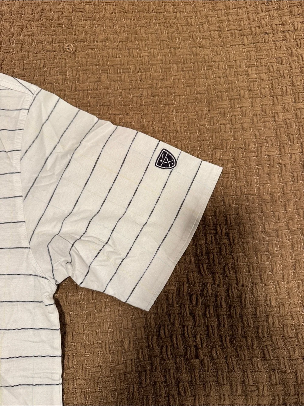 Vintage Nike eWhite Polo with Thin Navy Stripes